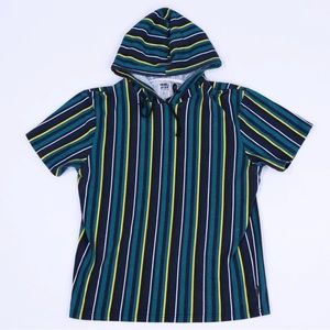 Vintage 90s Rebel Star Striped Hooded T-shirt